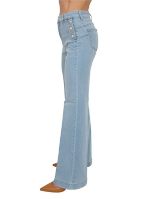 Jeans Liu Jo donna in denim chiaro con bottoni oro in DONNA