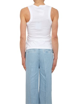 Canotta Blugirl in cotone bianco con logo strass in DONNA