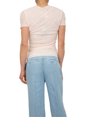 T-shirt Blugirl in tulle doppio cipria con logo cristalli in DONNA