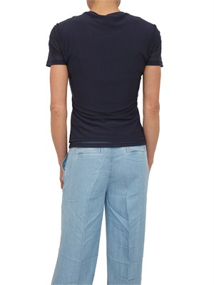 T-shirt Blugirl in tulle doppio cipria con logo cristalli in DONNA