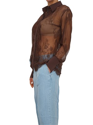 Camicia Blugirl in pizzo floreale marrone in DONNA