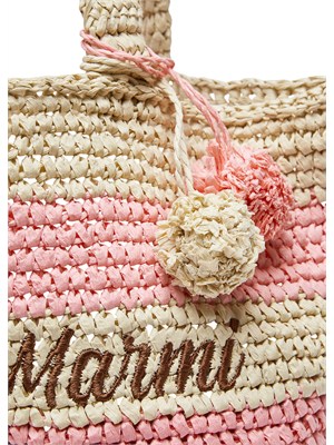Borsa Liu Jo donna in paglia con fantasia rigata rosa in DONNA