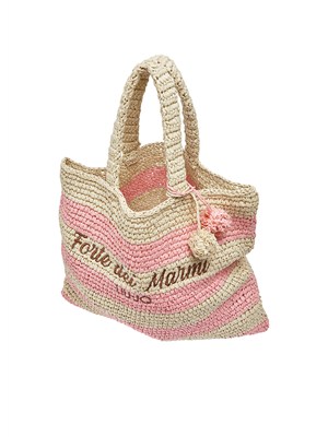 Borsa Liu Jo donna in paglia con fantasia rigata rosa in DONNA