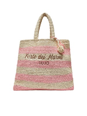 Borsa Liu Jo donna in paglia con fantasia rigata rosa in DONNA