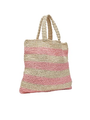Borsa Liu Jo donna in paglia con fantasia rigata rosa in DONNA