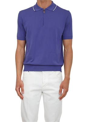 Maglia polo a maniche corte Canali in cotone Giza blu viola in UOMO