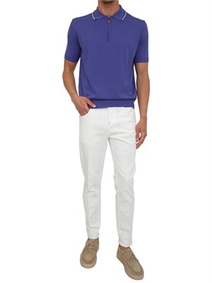 Maglia polo a maniche corte Canali in cotone Giza blu viola in UOMO