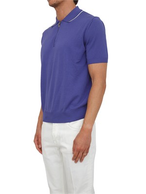 Maglia polo a maniche corte Canali in cotone Giza blu viola in UOMO