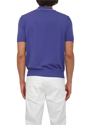 Maglia polo a maniche corte Canali in cotone Giza blu viola in UOMO