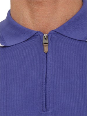 Maglia polo a maniche corte Canali in cotone Giza blu viola in UOMO