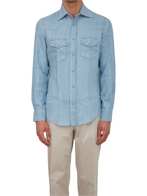 Camicia Eleventy uomo in denim blu chiaro in UOMO