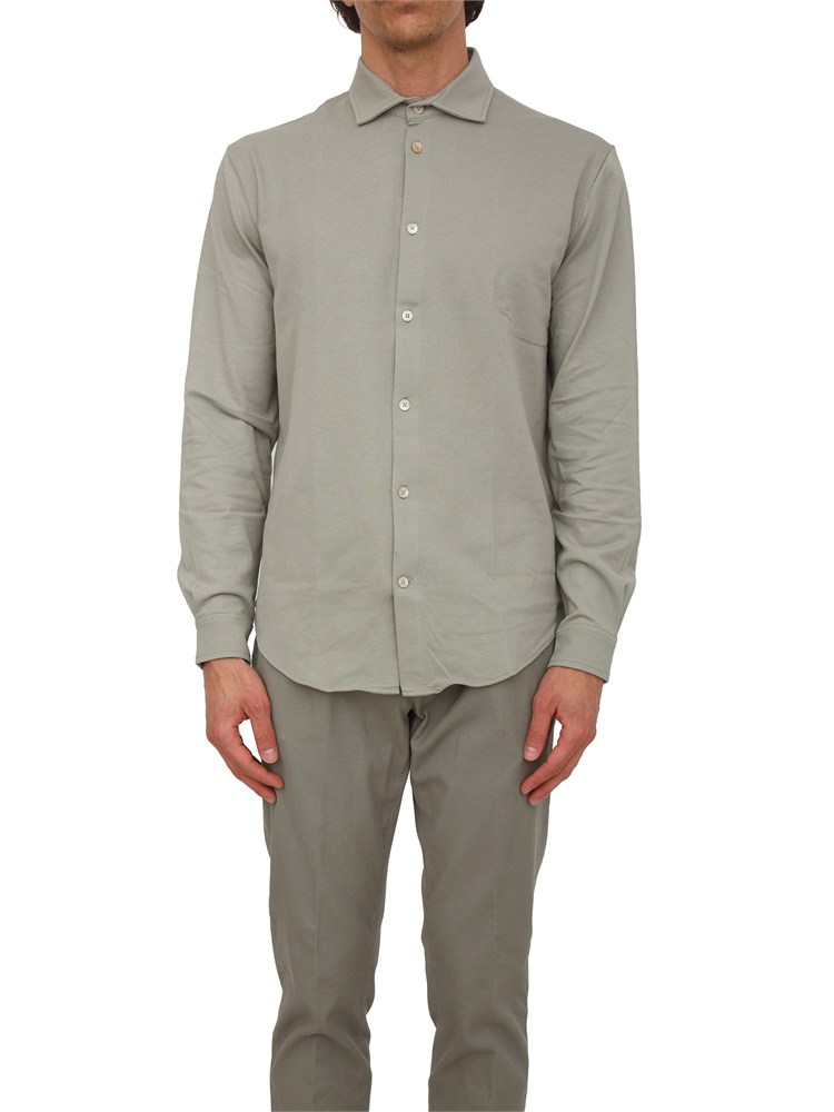 Camicia Eleventy uomo in piquet di cotone verde