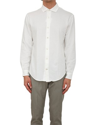 Camicia Eleventy uomo in piquet di cotone bianco in UOMO