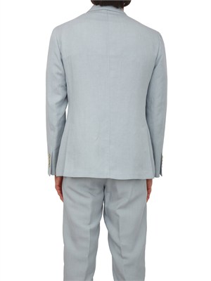 Giacca doppiopetto Eleventy uomo in misto lino celeste in UOMO
