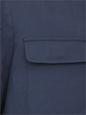 Giacca camicia Eleventy uomo in lino e cotone blu in UOMO