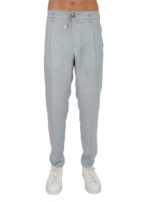Pantaloni jogger Eleventy uomo in lino celeste in UOMO