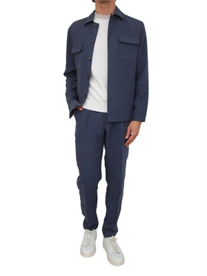 Pantaloni jogger Eleventy uomo in lino blu in UOMO