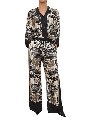 Pantaloni Ermanno Firenze in raso di viscosa a fantasia in DONNA