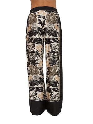 Pantaloni Ermanno Firenze in raso di viscosa a fantasia in DONNA