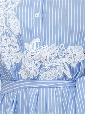 Abito Ermanno Firenze in popeline di cotone azzurro a righe in DONNA