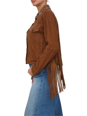 Giubbino Ermanno Firenze in pelle scamosciata cuoio con frange in DONNA