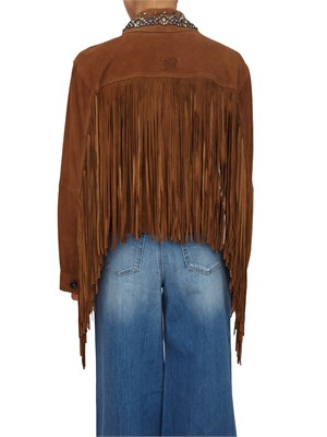 Giubbino Ermanno Firenze in pelle scamosciata cuoio con frange in DONNA