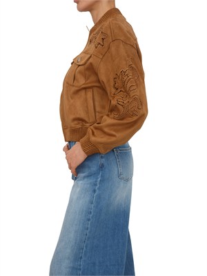 Giubbino bomber Ermanno Firenze in camoscio ecologico cuoio in DONNA