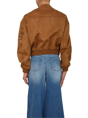 Giubbino bomber Ermanno Firenze in camoscio ecologico cuoio in DONNA