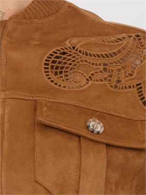 Giubbino bomber Ermanno Firenze in camoscio ecologico cuoio in DONNA