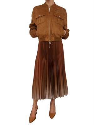 Gonna longuette Ermanno Firenze in tessuto cuoio plissÉ in DONNA