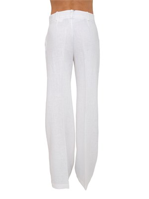 Pantaloni Ermanno Firenze in lino bianco con ricami in DONNA