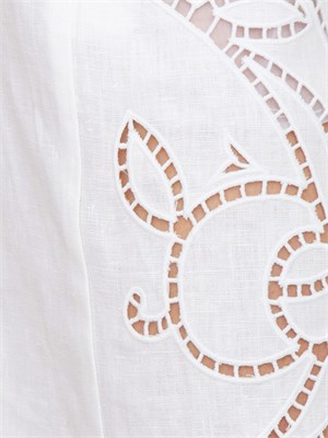 Pantaloni Ermanno Firenze in lino bianco con ricami in DONNA