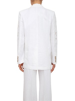 Giacca monopetto Ermanno Firenze in puro lino bianco e ricami in DONNA