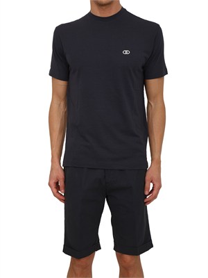 T-shirt Liu Jo uomo in misto cotone blu logo bianco in UOMO
