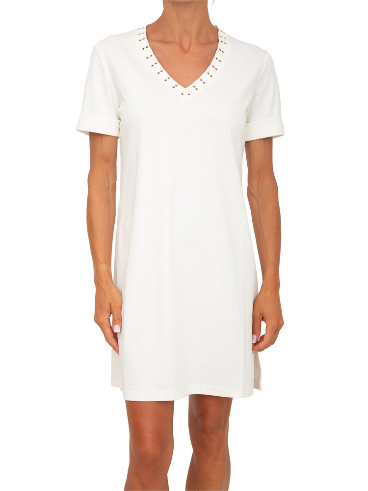 Abito Liu Jo donna in cotone bianco con occhielli
