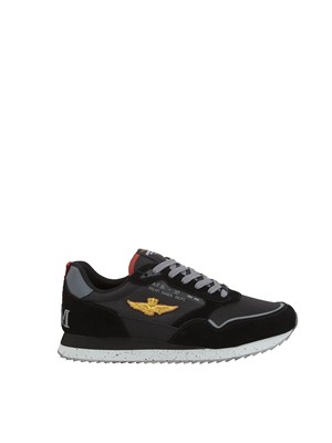 Sneakers nere Aeronautica Militare in mesh e suede in UOMO