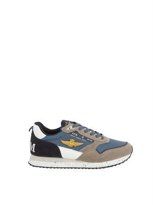 Sneakers blu Aeronautica Militare in mesh e suede in UOMO