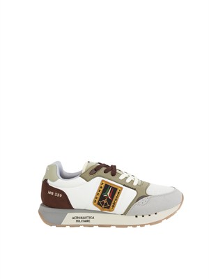Sneakers avorio Aeronautica Militare in mesh e suede in UOMO