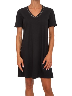 Abito Liu Jo donna in cotone nero con occhielli in DONNA
