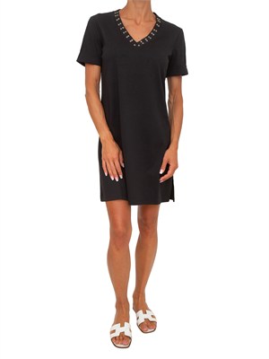 Abito Liu Jo donna in cotone nero con occhielli in DONNA