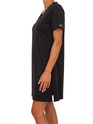 Abito Liu Jo donna in cotone nero con occhielli in DONNA