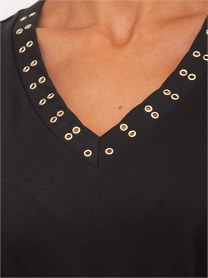 Abito Liu Jo donna in cotone nero con occhielli in DONNA
