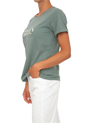 T-shirt Liu Jo donna in cotone verde con logo in DONNA