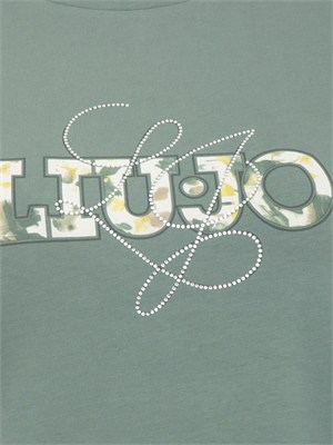 T-shirt Liu Jo donna in cotone verde con logo in DONNA