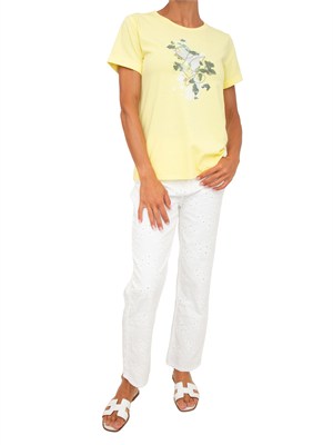 T-shirt Liu Jo donna in cotone giallo con logo in DONNA
