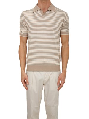 Polo Aiace Galassi in maglia di cotone a righe bianco beige in UOMO