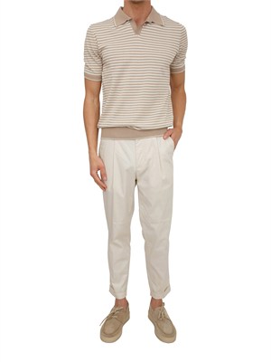 Polo Aiace Galassi in maglia di cotone a righe bianco beige in UOMO