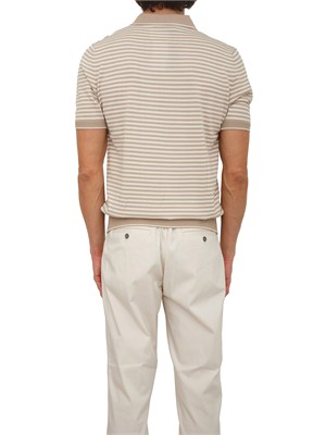 Polo Aiace Galassi in maglia di cotone a righe bianco beige in UOMO