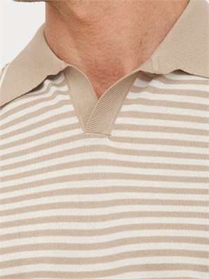 Polo Aiace Galassi in maglia di cotone a righe bianco beige in UOMO