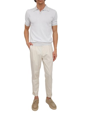 Polo Aiace Galassi in maglia di cotone a righe bianco grigia in UOMO